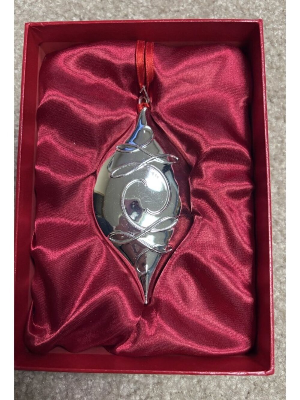 WATERFORD Collectible Silverplate BALLET RIBBON PENDANT ORNAMENT #803 RARE FIND